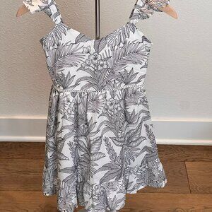 Janie and Jack Black & White Tropical Botanical Print Sundress - NWT